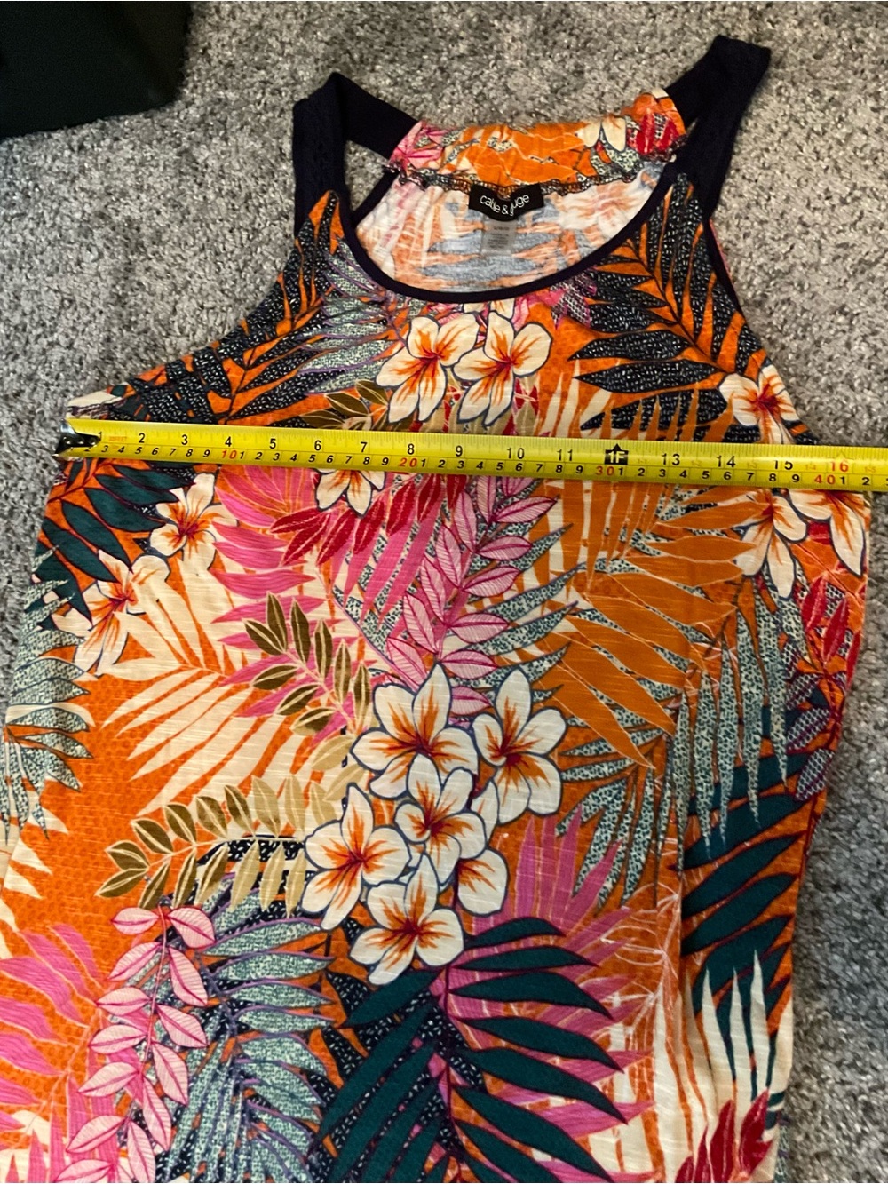 Cable & Gauge Orange Tropical Floral Racerback Tank - Picture 9 of 9